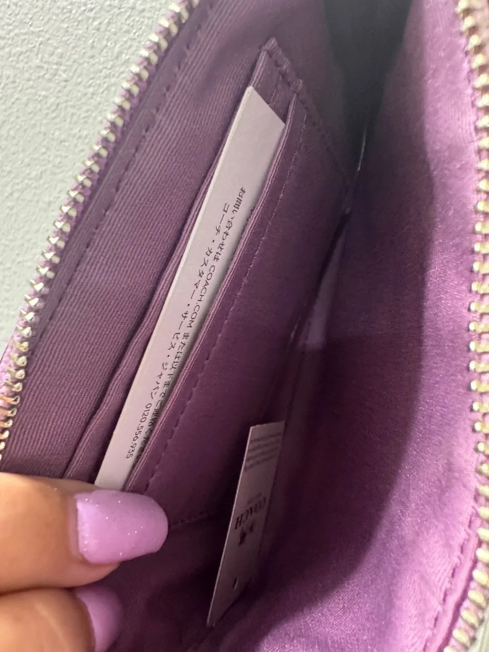 Coach Lavender Leather Wristlet Pouch